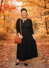 Tonya Marie Tiered Dress- Midi Length-Black