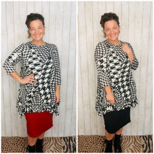 Cynthia Ruffle High Low Tunic-Houndstooth