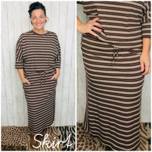 Marissa Ribbed Skirt- Brown & Cream Striped