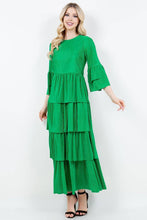 Juliet Bodre Ruffle Dress- Green