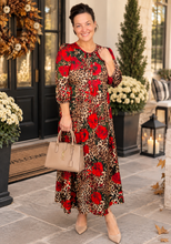 Missy Midi Length Animal Print & Roses Dress
