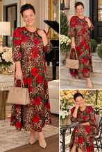Missy Midi Length Animal Print & Roses Dress