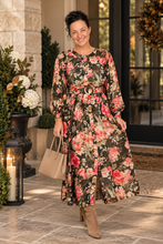 Jessica Green & Floral Belted Dress