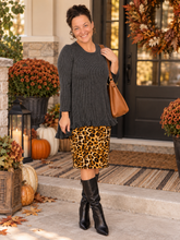 Samantha Ruffle High Low Tunic-Ribbed Charcoal/Black