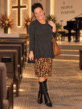 Samantha Ruffle High Low Tunic-Ribbed Charcoal/Black