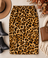 Miss Amy Thicker Fabric Pencil Skirt- (Regular & Plus) Animal Print