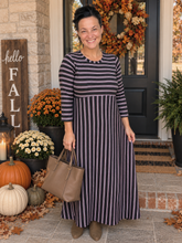 Everyday Style Dress- Brown & Pink Stripes