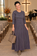 Everyday Style Dress- Brown & Pink Stripes