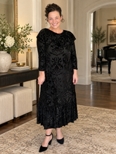 Kayla Velvet Burnout Dress- Black