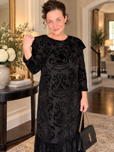 Kayla Velvet Burnout Dress- Black