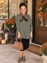 Samantha Ruffle High Low Tunic-Ribbed Olive