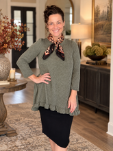 Samantha Ruffle High Low Tunic-Ribbed Olive