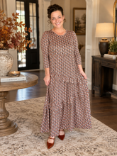 Tonya Marie Ruffled Tiered Dress- Brown & Rust