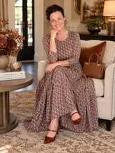 Tonya Marie Ruffled Tiered Dress- Brown & Rust