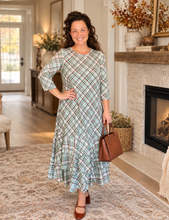 Green & Brown Plaid Dreams Ruffle Hem Dress
