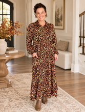 Kaylee Collared Black & Rust Dot Dress