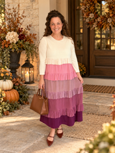 Misty Ruffle Tiered Dress-Cream & Berry