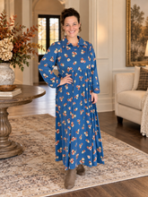 Kaylee Collared Blue & Rust Dress