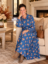 Kaylee Collared Blue & Rust Dress