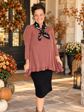Samantha Ruffle High Low Tunic-Ribbed Brown