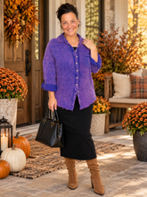 Mineral Washed Button Front Top- Violet