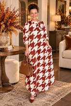 Power On The Day Dress-Brown Houndstooth