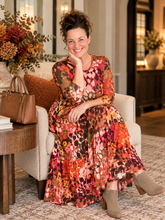 Tonya Marie Ruffled Tiered Dress- Rust Abstract