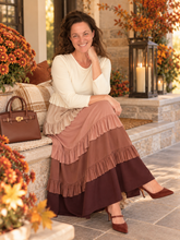 Misty Ruffle Tiered Dress-Cream & Taupe