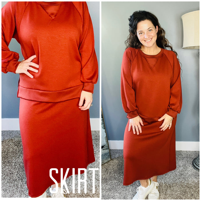 Addie Athletic/Legging Coverage Skirt- Rust