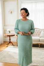 Jennifer Textured Midi Dress- Sage Green