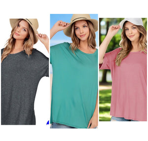 Warmer Days Top (Plus)- Rose, Dusty Green & Charcoal