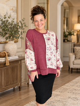 Gina Burgundy & Taupe Knit Pullover
