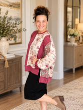 Gina Burgundy & Taupe Knit Pullover