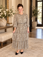 Tammy Lacy Detail Ruffle Dress-Stone