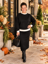 Addie Sweatshirt Style Top- Black