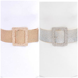 Gold or Silver Faux Straw Fashion Belt- PLUS
