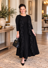 Samantha Ruffle Front Dress-Black