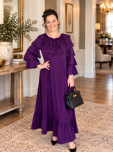 Kayla Ruffle Sleeves Dress-Purple