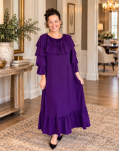Kayla Ruffle Sleeves Dress-Purple