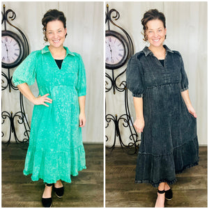 Cutesy Mineral Wash Dress- Green or Ash Medium / Jade Green Cutesy Mineral Wash Dress- Green or Ash Medium / Jade Green