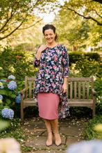 Dramatic High-Low Tunic -Navy Mixed Floral