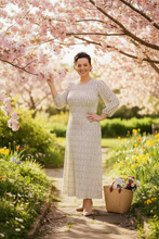 Jennifer Textured Midi Dress- Ivory & Black