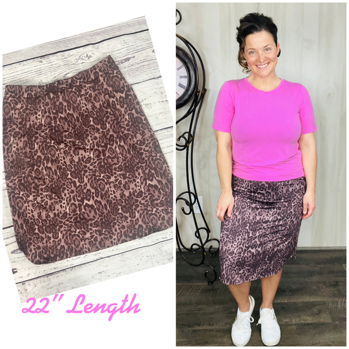 Missy Leopard Print Swim/Active Skirt (Hidden Shorts) 22”