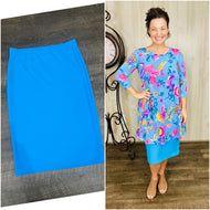 Miss Amy Thicker Fabric Pencil Skirt- (Regular & Plus) -Turquoise (27"-29" Length)