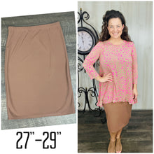 Miss Amy Thicker Fabric Pencil Skirt- (Regular & Plus) Camel (27"-29" Length)