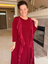 Samantha Ruffle Front Dress-Burgundy