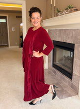 Samantha Ruffle Front Dress-Burgundy