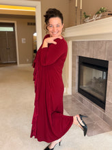 Samantha Ruffle Front Dress-Burgundy
