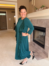 Samantha Ruffle Front Dress-Hunter Green