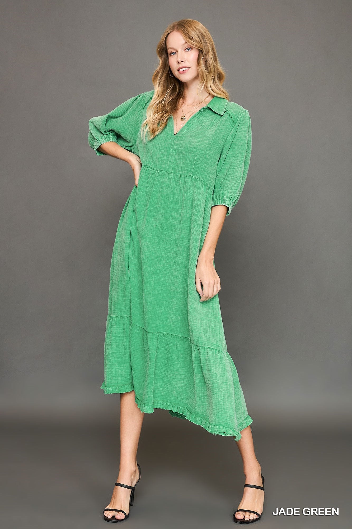 Cutesy Mineral Wash Dress- Green or Ash Medium / Jade Green Cutesy Mineral Wash Dress- Green or Ash Medium / Jade Green